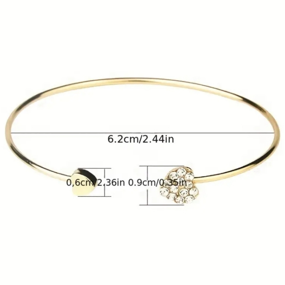 Gold Rhinestone Heart Bracelet - Picture 2 of 3